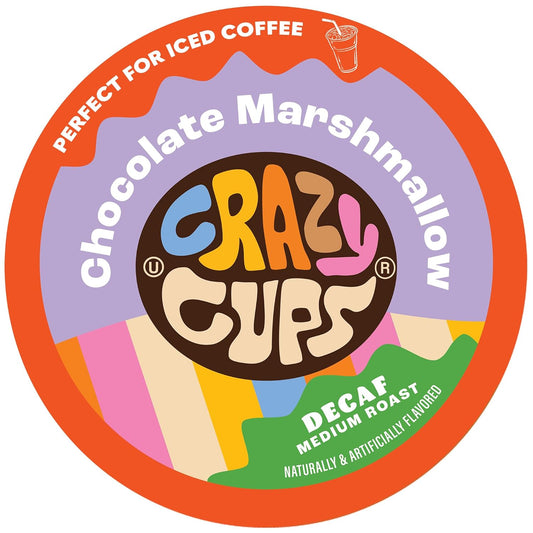 Decaf Marshmallow Coffee Pods, Decaffeinated Chocolate Marshmallows Flavored Coffee, Single Serve Hot or Iced Medium Roast Coffee for Keurig K Cups Machines, 22 Count