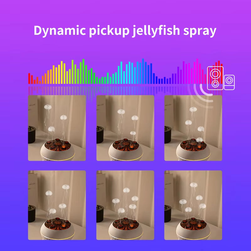 Dynamic Jellyfish Air Humidifier 250Ml Flame Aromatherapy Essential Oil Diffuser Remote Control Bedroom Humidifier, 7 Colorlamp