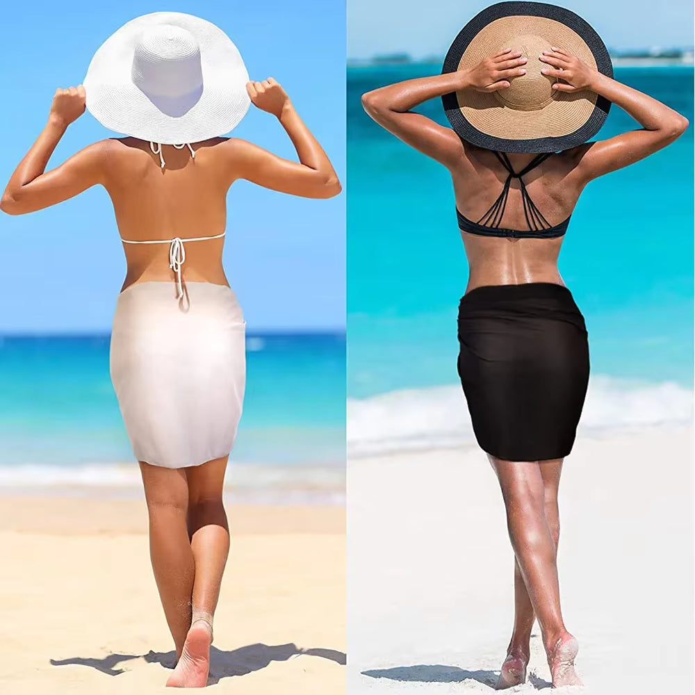 1Pc 50X140Cm Women Short Sarongs Swimsuit Coverups Beach Bikini Wrap Sheer Short Skirt Chiffon Scarf Cover Ups for Swimwear