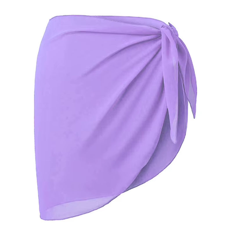 1Pc 50X140Cm Women Short Sarongs Swimsuit Coverups Beach Bikini Wrap Sheer Short Skirt Chiffon Scarf Cover Ups for Swimwear