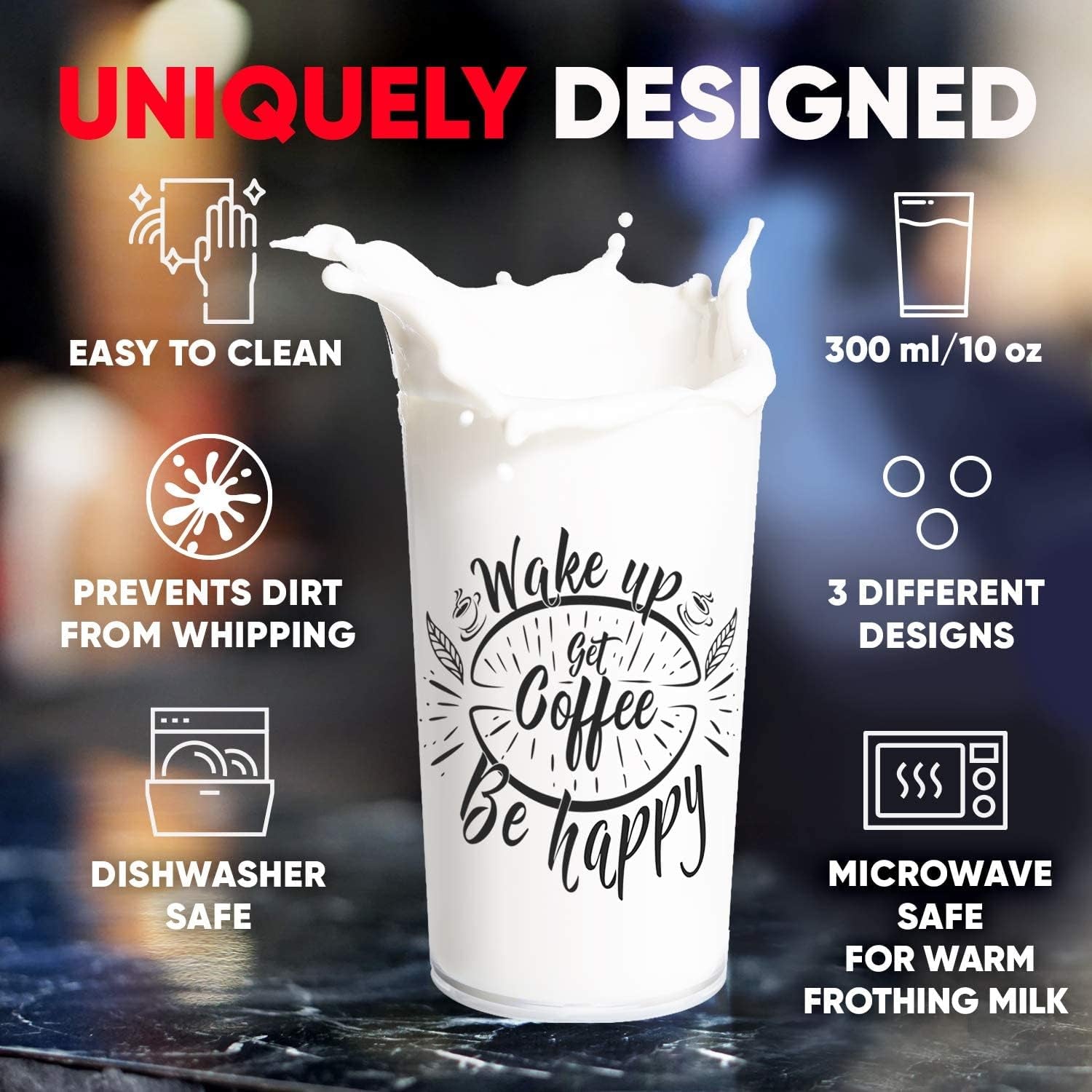 Milk Frother Handheld Battery Operated Electric Foam Maker for Coffee, Latte, Frappe, Matcha, Drink Mixer with Stainless Steel Double Whisk, Mini Hand Held Machine, Foamer Cup Included