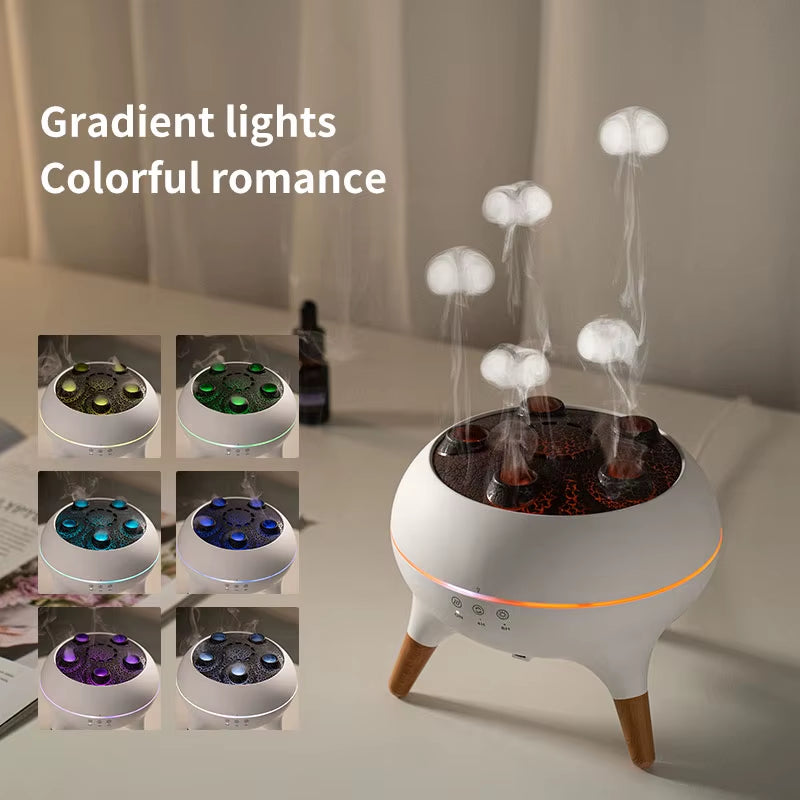 Dynamic Jellyfish Air Humidifier 250Ml Flame Aromatherapy Essential Oil Diffuser Remote Control Bedroom Humidifier, 7 Colorlamp