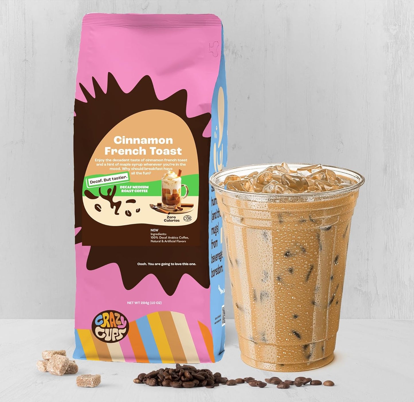 Flavored Decaf Ground Coffee, French Toast Cinnamon Coffee, Flavored Ground Coffee, Decaffeinated Coffee for Brewing Decaf Coffee Ground Hot or Iced Coffee, 10 Oz Bags 3 Count Value Pack