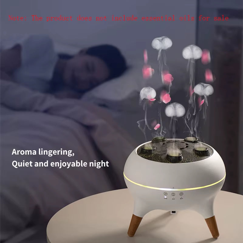 Dynamic Jellyfish Air Humidifier 250Ml Flame Aromatherapy Essential Oil Diffuser Remote Control Bedroom Humidifier, 7 Colorlamp
