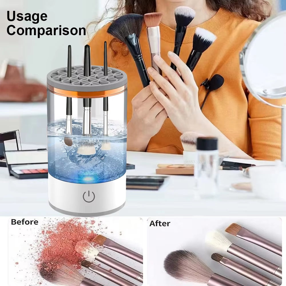 Portable USB Makeup Brush Cleaner Machine UV Light Sterilization Portable Makeup Brush Rotary Cleaner Automatic Washing Tool