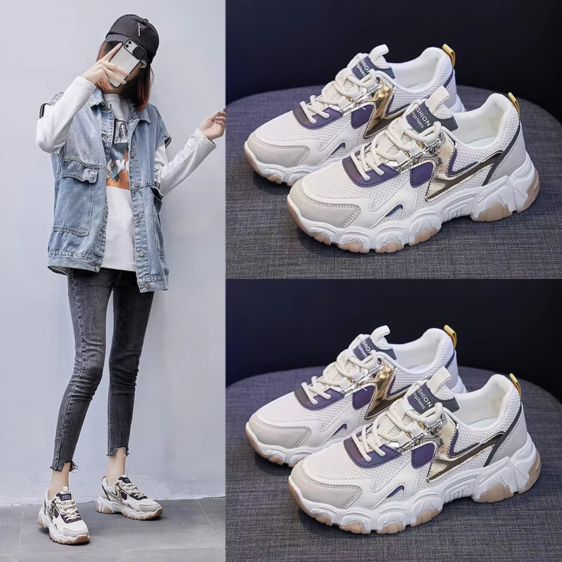 Shoes for Women Net Shoes Breathable Student White Shoes Female Daddy Shoes Female Sneakersft521
