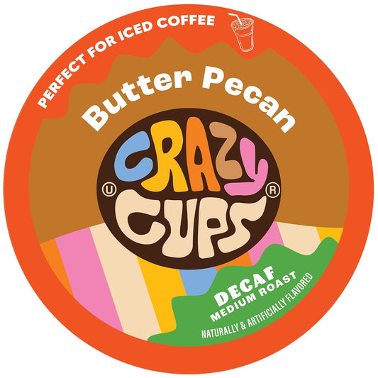 Flavored Decaf Coffee Pods, Decaf Butter Pecan Coffee, Decaf K Cups for Keurig K Cups Machines, Hot or Iced Coffee, Single Serve Decaffeinated Coffee in Recyclable Pods, 22 Count (Pack of 1)