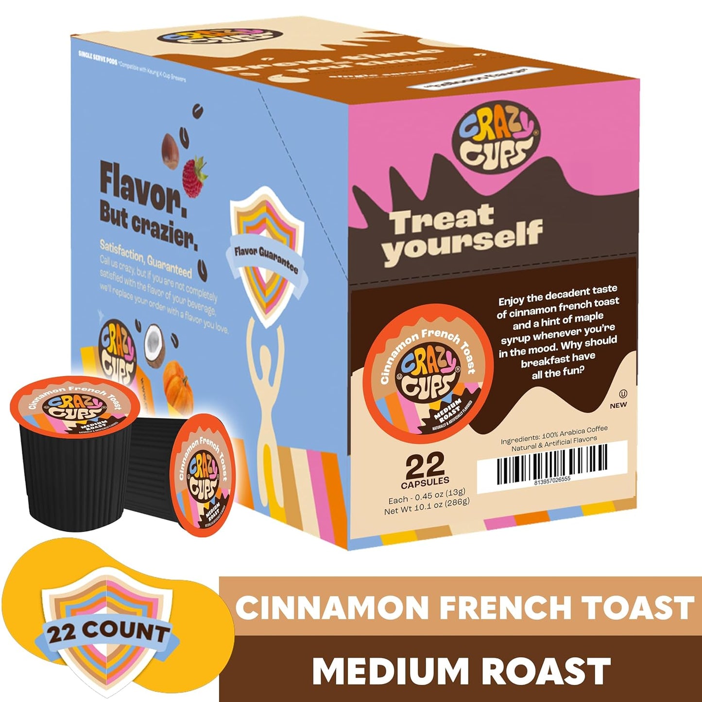 Flavored Coffee Pods for Single Serve Keurig K Cups Machines, Cinnamon French Toast, Hot or Iced Coffee, Recyclable Pods, 22 Count (Pack of 1)