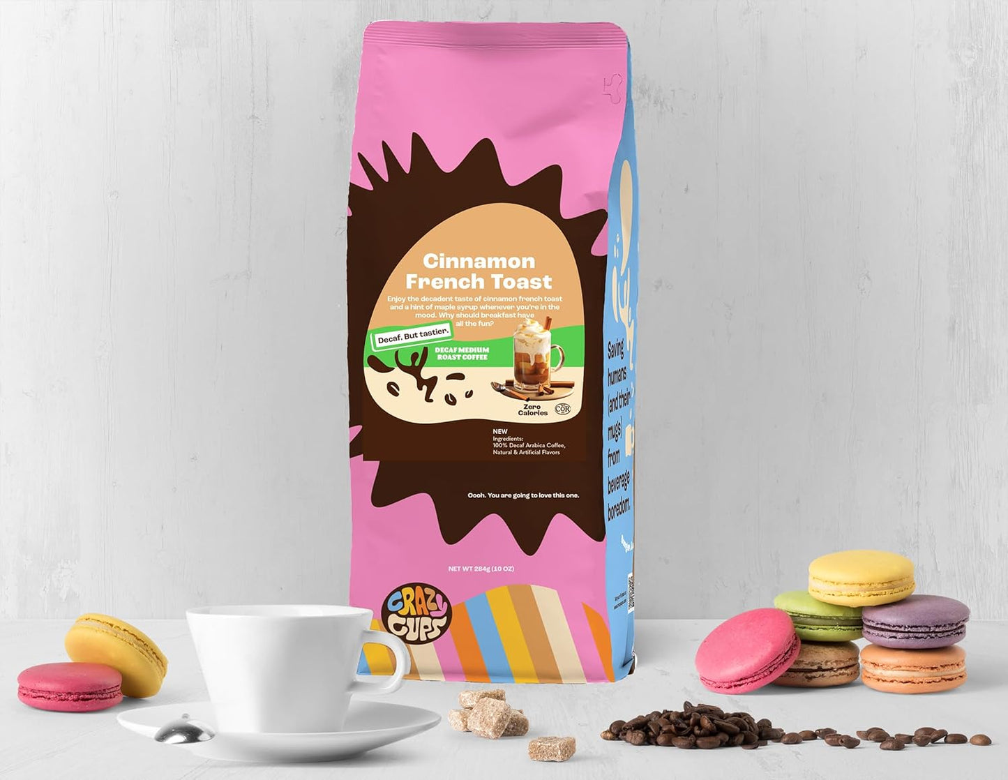 Flavored Decaf Ground Coffee, French Toast Cinnamon Coffee, Flavored Ground Coffee, Decaffeinated Coffee for Brewing Decaf Coffee Ground Hot or Iced Coffee, 10 Oz Bags 3 Count Value Pack