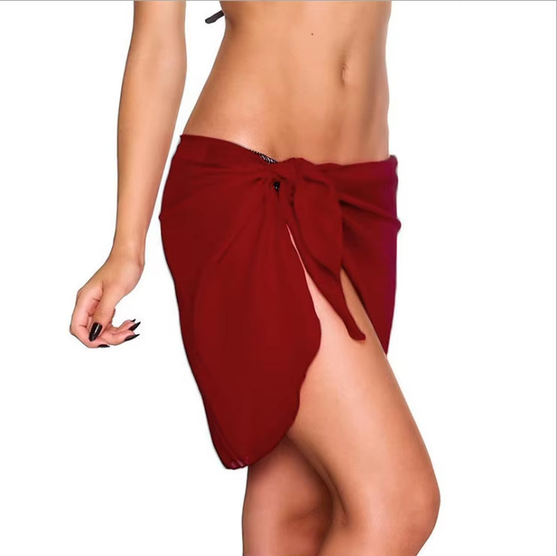 1Pc 50X140Cm Women Short Sarongs Swimsuit Coverups Beach Bikini Wrap Sheer Short Skirt Chiffon Scarf Cover Ups for Swimwear