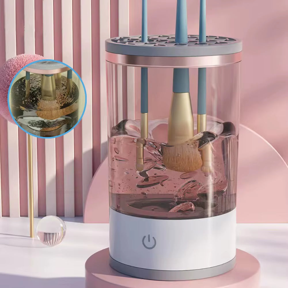 Portable USB Makeup Brush Cleaner Machine UV Light Sterilization Portable Makeup Brush Rotary Cleaner Automatic Washing Tool
