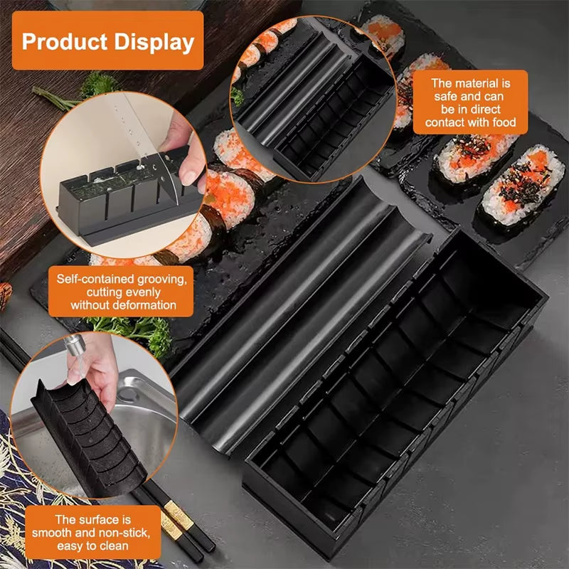 10 Pcs Sushi Maker Kit DIY Sushi Mold Press with Sushi Rice Roll Mold Sushi Maker Rice Roll Mold KC0473