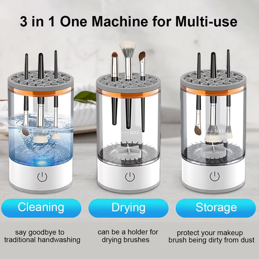 Portable USB Makeup Brush Cleaner Machine UV Light Sterilization Portable Makeup Brush Rotary Cleaner Automatic Washing Tool