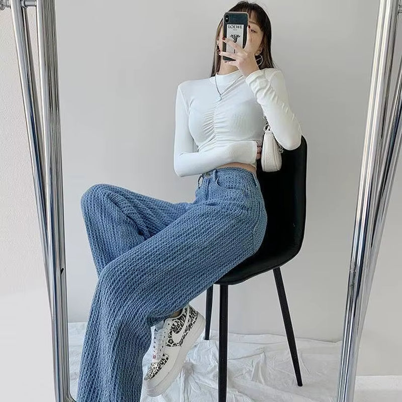 Vintage Y2K Women Jeans Ripped Baggy Boyfriend Jeans Women Summer 2021 Distressed Egirl Harajuku Wide Leg Skater Pants Trousers