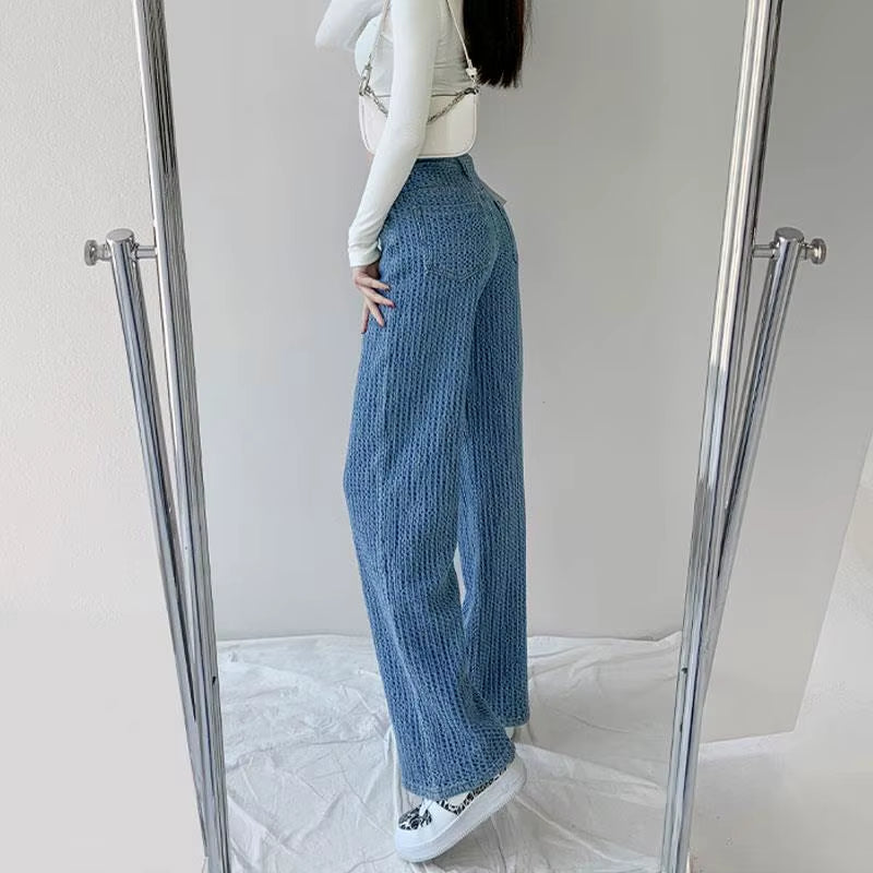 Vintage Y2K Women Jeans Ripped Baggy Boyfriend Jeans Women Summer 2021 Distressed Egirl Harajuku Wide Leg Skater Pants Trousers